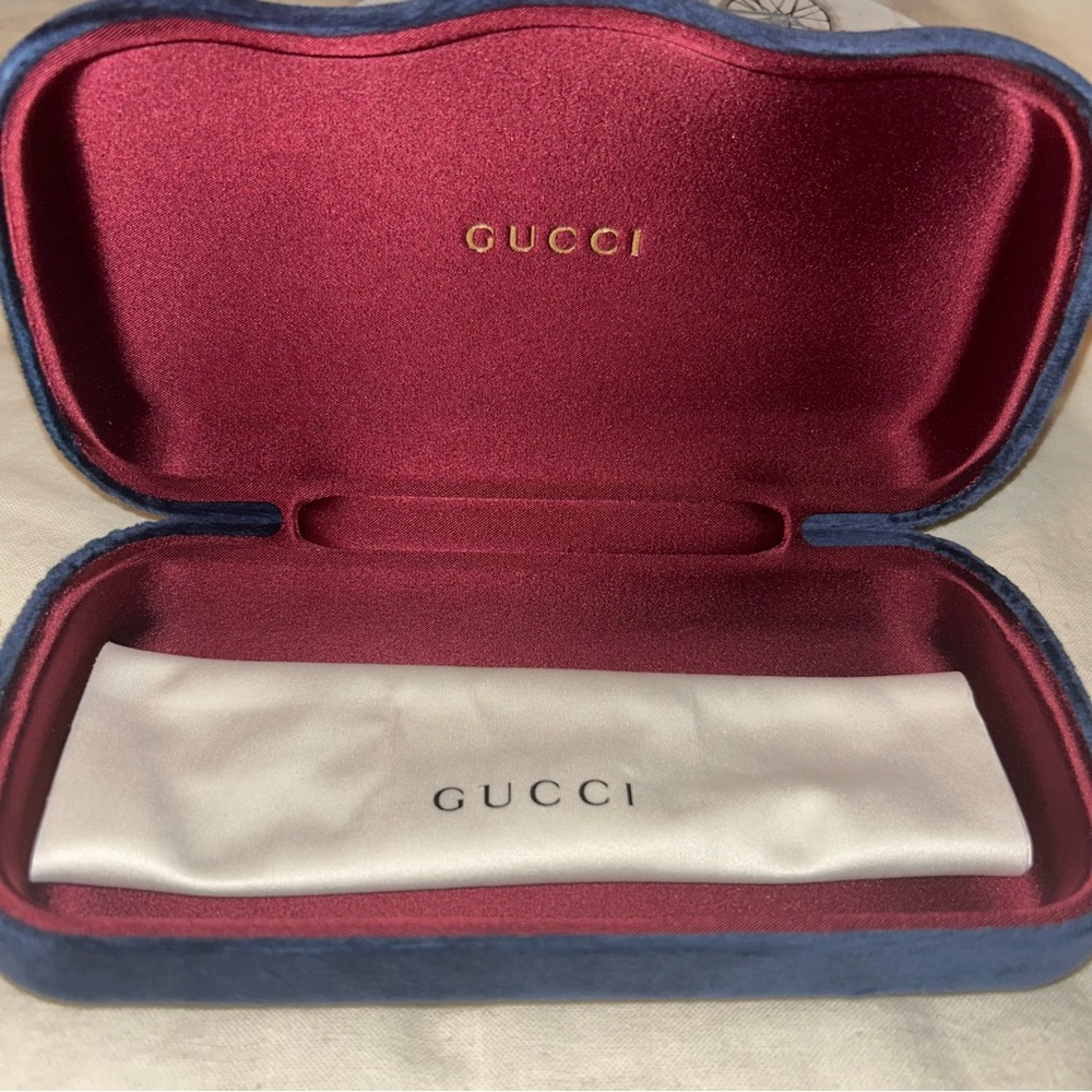 Gucci Blue Velvet Eyewear Case with Cloth